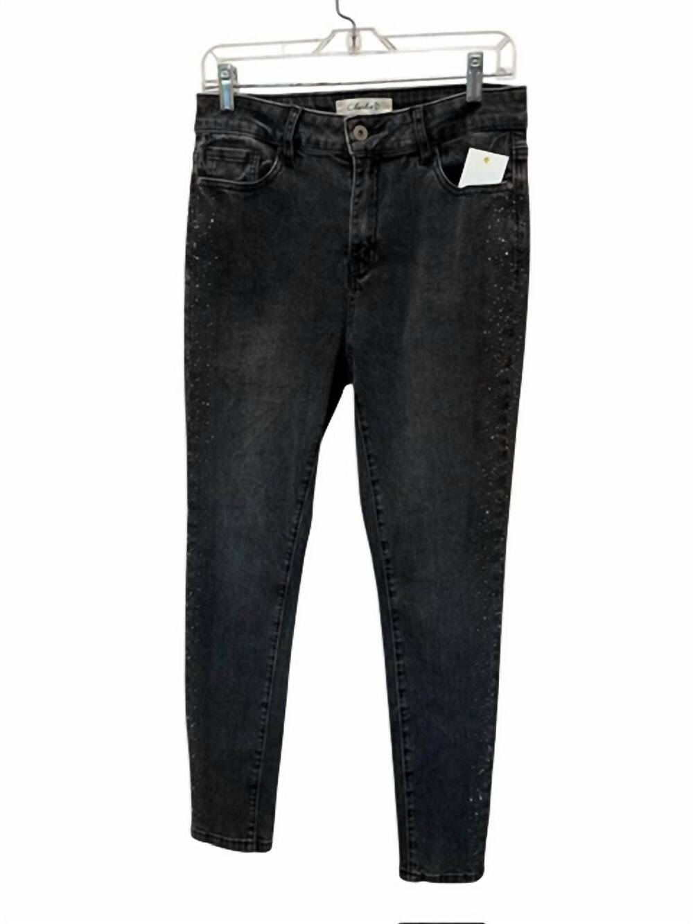 NEW CHARLIE B women's embellished jean in charcoal